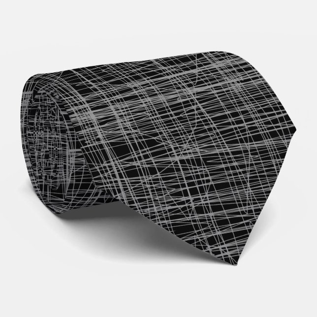 Lie Detector Abstrakt Digital Stripe Gray Krawatte (Gerollt)