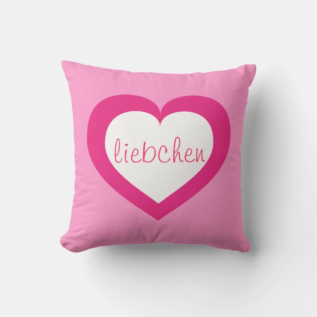 Liebchen weißes und heißrosa Herz Kissen (Vorderseite)