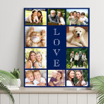 Liebe 10 Foto Collage Blue Künstlicher Leinwanddruck<br><div class="desc">Ein modernes marineblaues Foto Collage Imitate Leinwand drucken,  um Ihre Familie,  Lieben,  Freunde,  Haustiere oder besondere Veranstaltung zu feiern. Personalisieren Sie mit 10 Fotos. "LIEBE" ist in der Mitte in elegantem Text niedergeschrieben.</div>