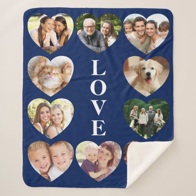 Liebe 10 Foto Collage Blue Sherpadecke (Vorderseite)
