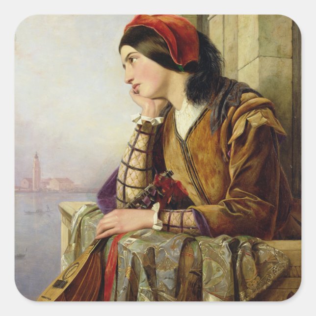 Liebe, 1856 quadratischer aufkleber (Vorderseite)