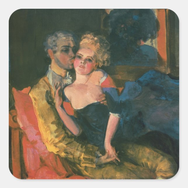 Liebe, 1910 quadratischer aufkleber (Vorderseite)