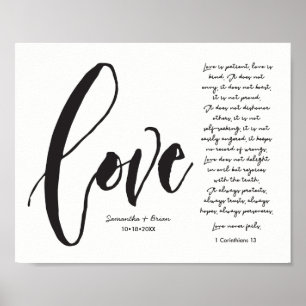 Liebe, 1 Cor. 13, Doppelname, moderne Schrift Poster