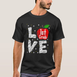 Liebe 1. Klasse Apfelwein Zurück zur Schule Lehrer T-Shirt