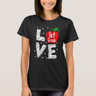 Liebe 1. Klasse Apple zurück zum Schullehrer T-Shirt