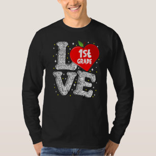 Liebe 1. Klasse Apple zurück zum Schullehrer T-Shirt