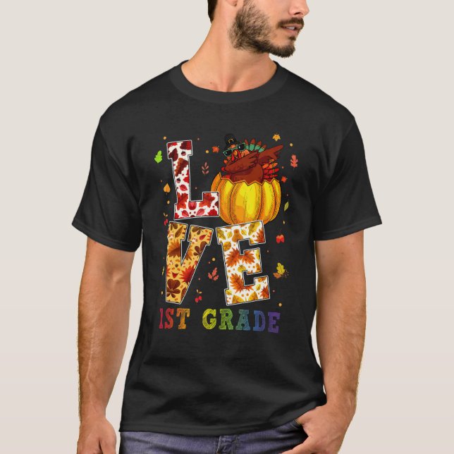 Liebe 1. Klasse glücklich Herbst Y'alle Herbst für T-Shirt (Vorderseite)