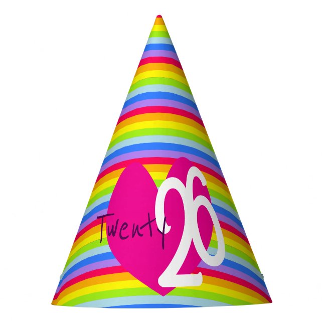 Liebe 25 Regenbogenstreifen Party Hut Partyhütchen (Vorderseite)
