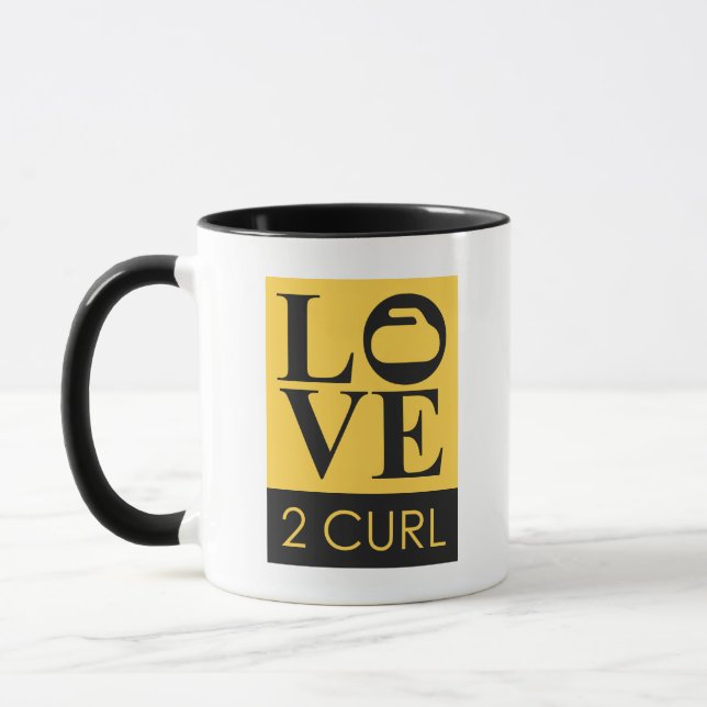 LIEBE 2 CURL Kaffee Tasse - Gelb/Kohle (Links)