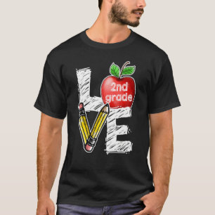 Liebe 2. Klasse Apple zurück zum Schullehrer T-Shirt