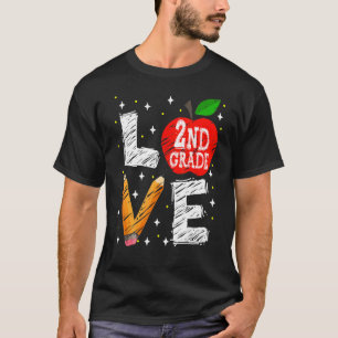Liebe 2. Klasse zweiter Apple zurück zum Schullehr T-Shirt