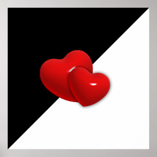 Liebe-489522 Schwarz-weiße Dreiecksherzen Rückgrat Poster