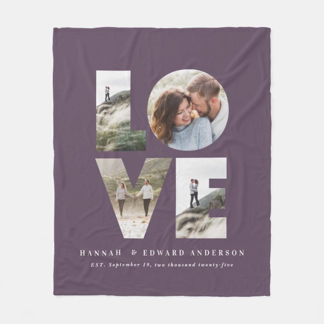 Liebe 4 Foto Modernes personalisiertes Geschenk fl Fleecedecke (Vorderseite)