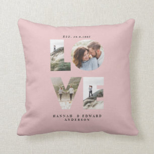 Liebe 4 Foto Modernes personalisiertes Geschenk ro Kissen