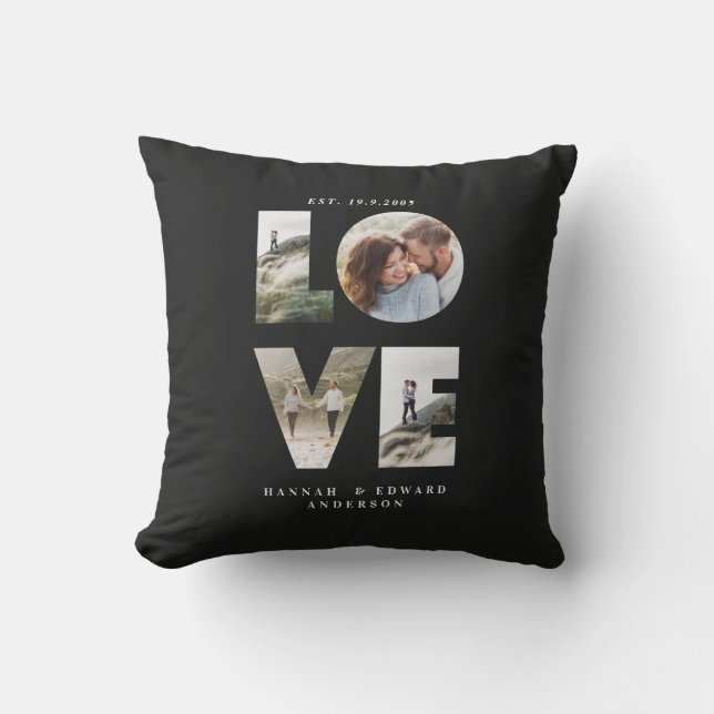 Liebe 4 Foto Modernes personalisiertes Geschenk Sc Kissen (Vorderseite)