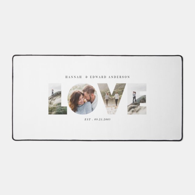 Liebe 4 Foto Modernes personalisiertes Geschenk Schreibtischunterlage (Vorderseite)