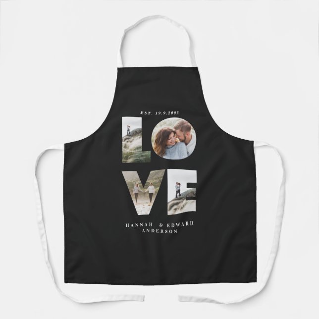 Liebe 4 Foto Modernes personalisiertes Geschenk Schürze (Vorderseite)