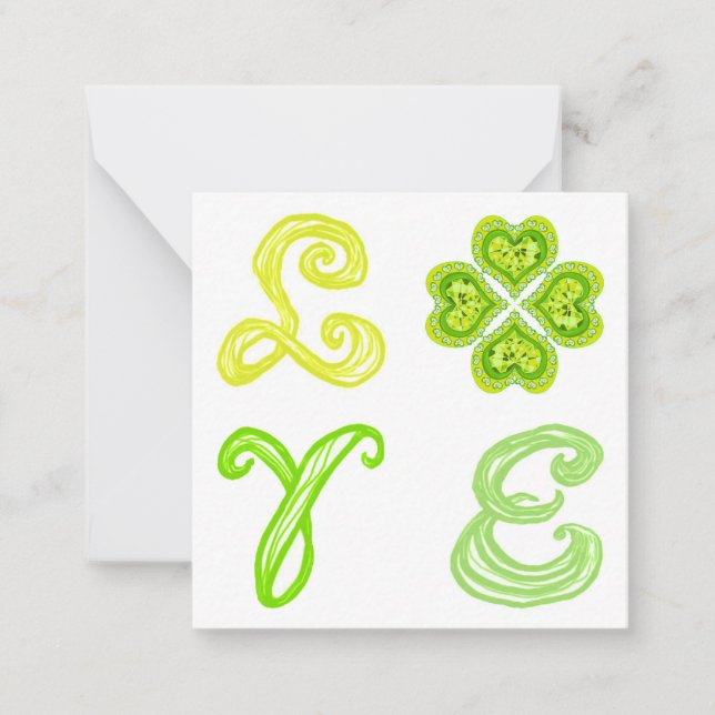 LIEBE 4 Leaf Diamonds Happy St Patricks Day Stoff Mitteilungskarte (Vorderseite)