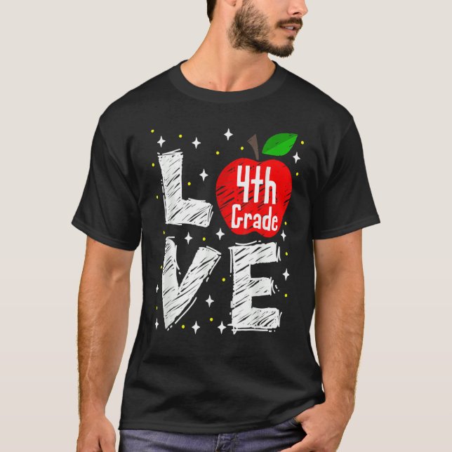 Liebe 4th Grade Apple 1 T-Shirt (Vorderseite)