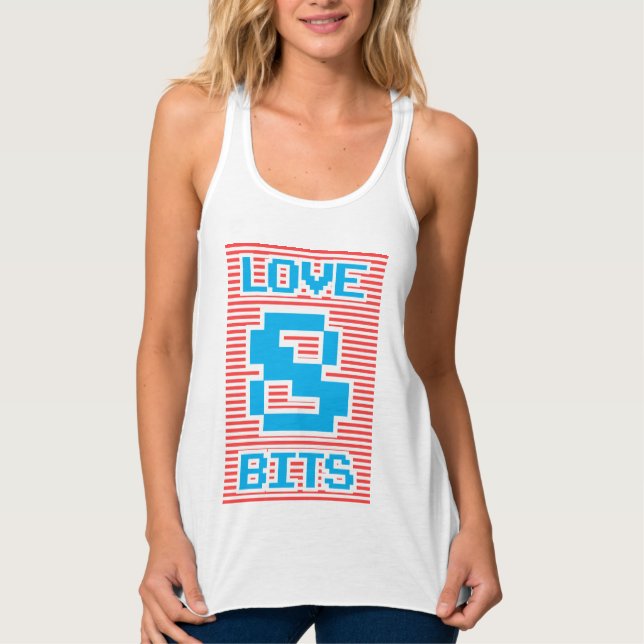 Liebe 8 Bits, Geek, lustig, Typografie, Tank Top (Vorderseite)