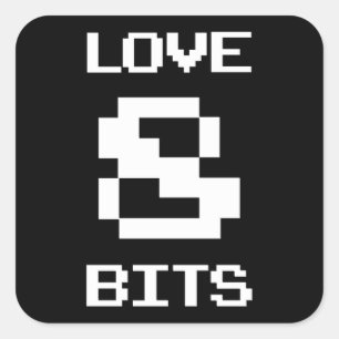 Liebe 8 Bits Quadratischer Aufkleber