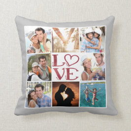 LIEBE 8-Foto Collage bearbeitbar Grau Personalisie Kissen