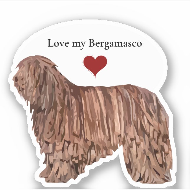 Liebe A Bergamasco Rasse Ausschnitt Aufkleber (Vorderseite)