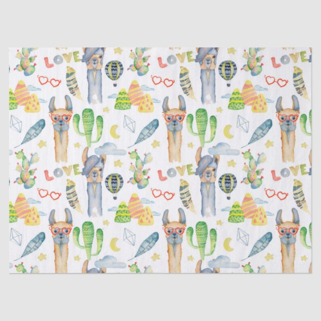 Liebe A Llama Tissue Paper Seidenpapier (Vorderseite)