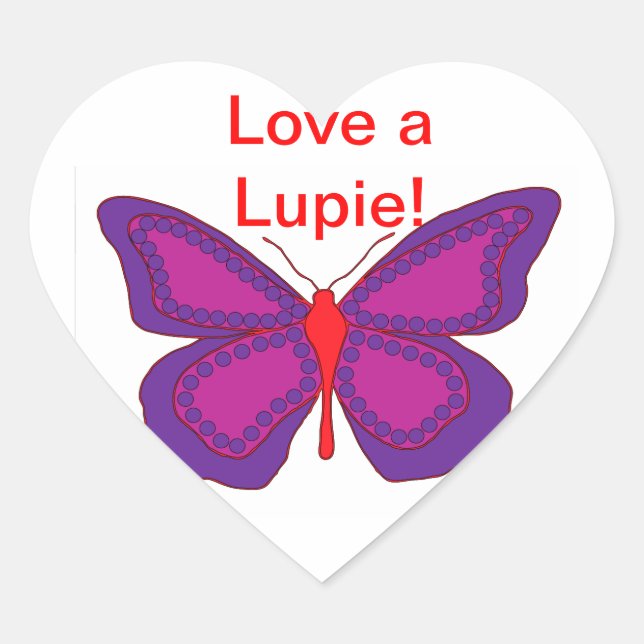 Liebe A Lupie Herz-Aufkleber (Vorderseite)