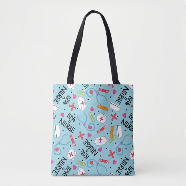 Liebe a Nurse Art Türkis mit Nurse Motifs Tasche (Vorderseite)