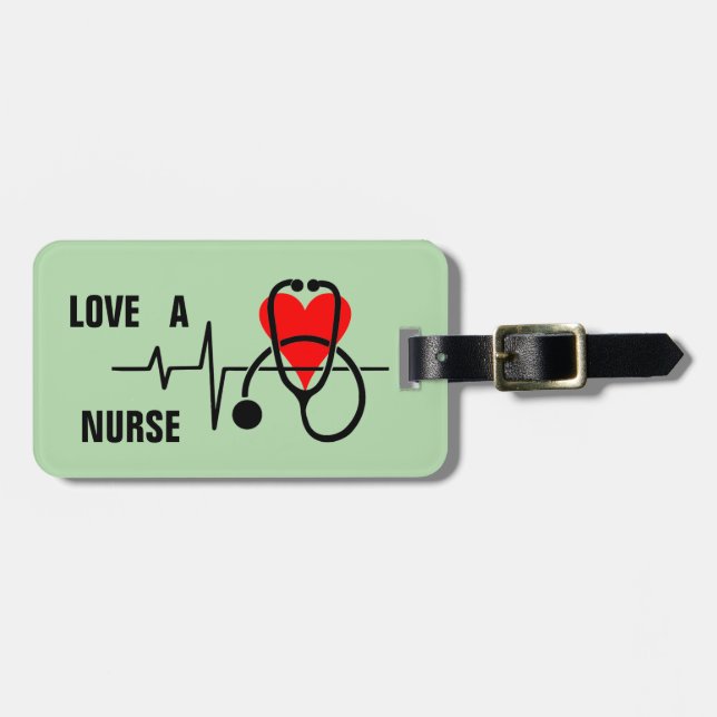 Liebe a Nurse Heart Stethoscope Design Gepäckanhänger (Vorderseite horizontal)