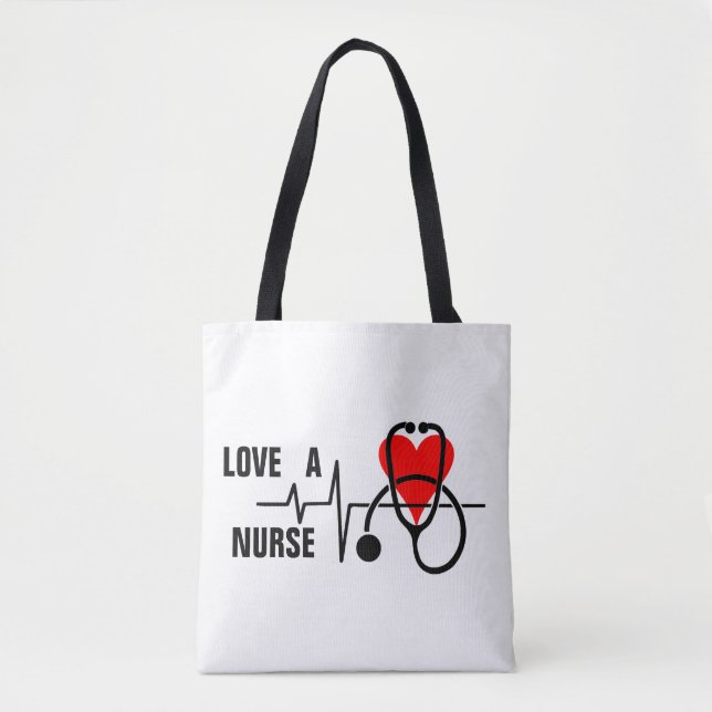 Liebe a Nurse Heart Stethoscope Design Tasche (Vorderseite)