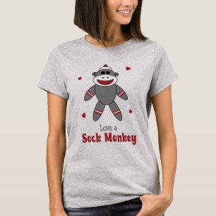 Liebe A Sock Monkey Quirky Retro Toy T-Shirt