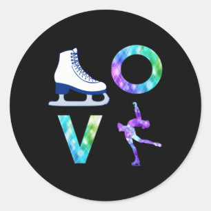 Liebe Abbildung Skaten Ice Skater Runder Aufkleber