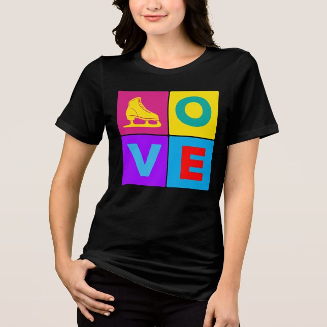 Liebe Abbildung Skaten Tri-Blend Shirt (Vorderseite)