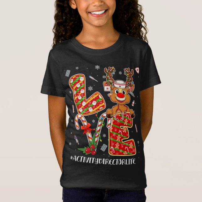 Liebe Activity Director Life Christmas Pajamas Nur T-Shirt (Vorderseite)