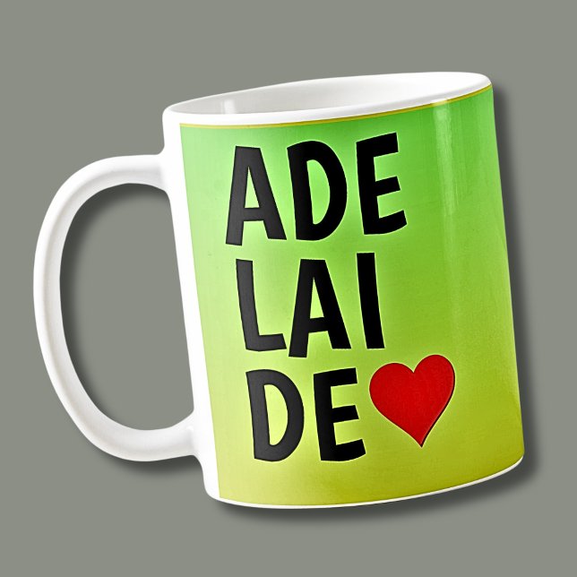 Liebe Adelaide (oder Ihr Text) Herz auf Grün Gold Kaffeetasse (Von Creator hochgeladen)