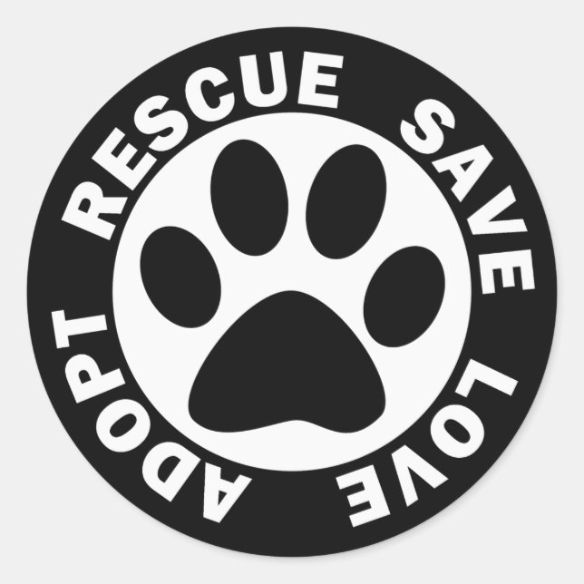 Liebe adoptier Rescue Gerettet Runder Aufkleber (Vorderseite)