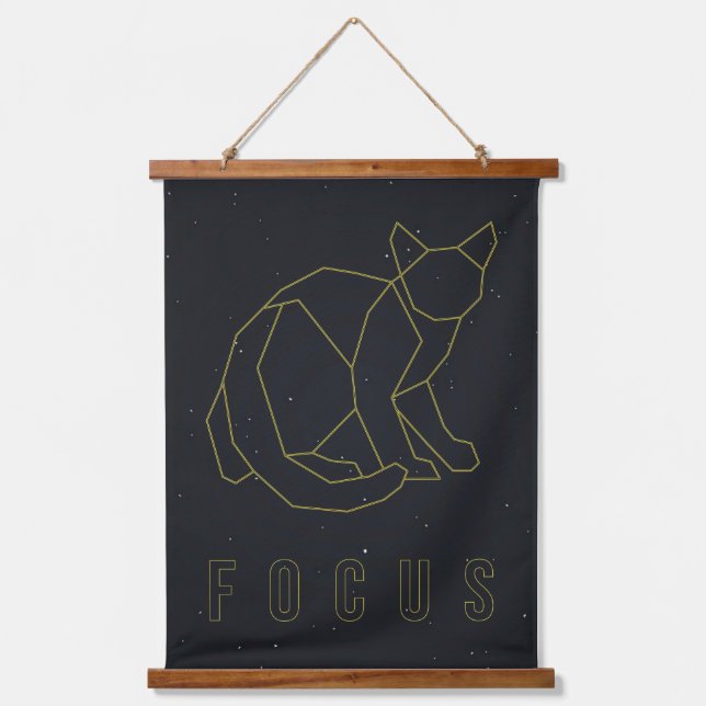 Liebe-Affirmation Plakat Origami Cat Fokus Wandteppich Mit Holzrahmen (Vorderseite)