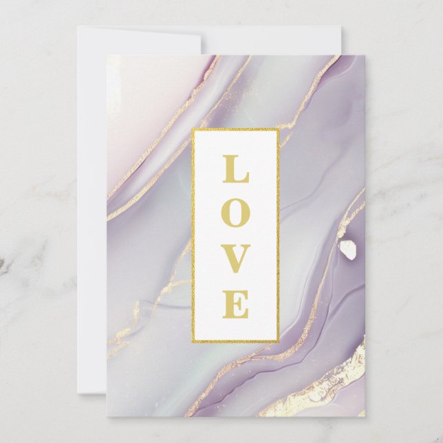 *~ LIEBE Agate AR66 UAWG QR Lavender Gold Wedding Einladung (Vorderseite)
