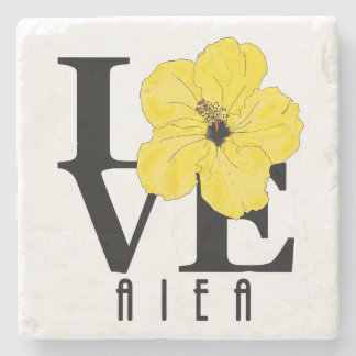 LIEBE Aiea Hawaii Gelber Hibiskus Steinuntersetzer