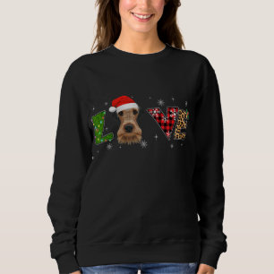 Liebe Airedale Terrier Xmas Pajamas Kariert Leopar Sweatshirt