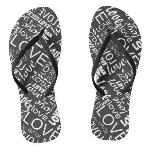Liebe Alive Black and White Gallery Flip Flops