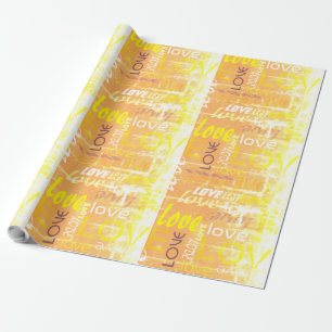 Liebe Alive Orange und Gelbe Grunge Wörter Kunst Geschenkpapier