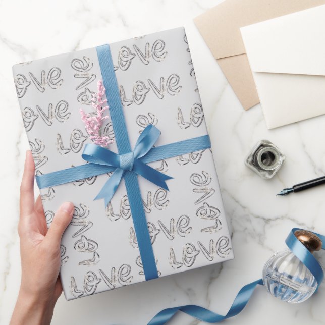 Liebe Almond blüht auf Silber Geschenkpapier (Schenken)