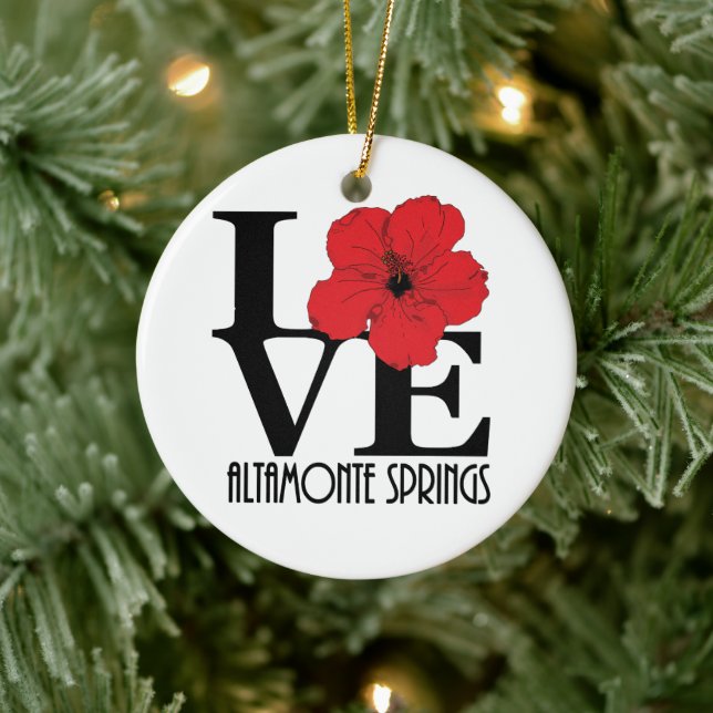 LIEBE Altamonte Springs Roter Hibiskus Keramik Ornament (Baum)