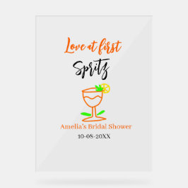 Liebe am ersten Spritz Orange Black Brautparty GL Acrylschild