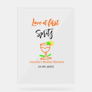 Liebe am ersten Spritz Orange Black Brautparty GL Acrylschild
