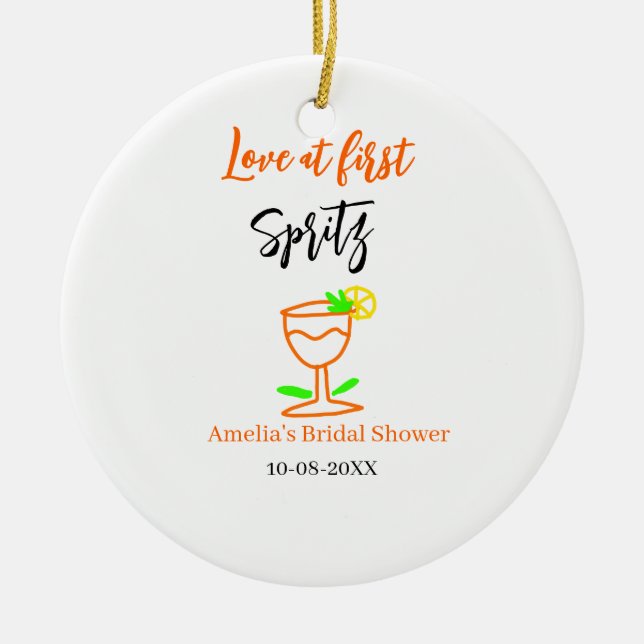 Liebe am ersten Spritz Orange Black Brautparty GL Keramik Ornament (Vorne)