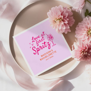 Liebe am ersten Spritz Pink Orange Bachelorette Serviette